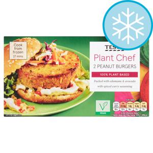 Tesco Plant Chef 2 Peanut Burgers 227G