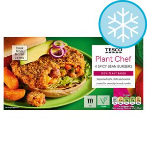 Tesco Plant Chef 4 Spicy Bean Burgers 454G