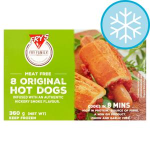 Frys Meat Free 8 Original Hot Dogs 360G