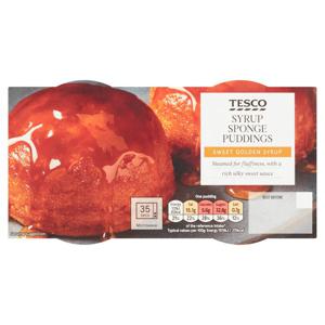 TESCO SYRUP SPONGE PUDDINGS 2X110G