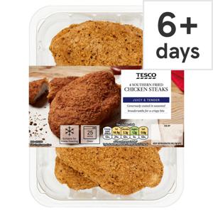 Tesco 4 Southern Fried Breaded Chicken Steaks 505G