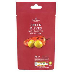 Morrisons Pitted Green Olives With Roasted Red Pepper