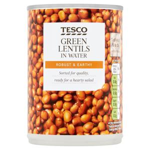 TESCO GREEN LENTILS IN WATER 390G