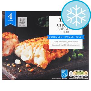 Tesco 4 Breaded Chunky Prime Cod Fillets 500G