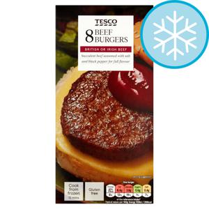 TESCO BEEF BURGERS 8 PK 454g