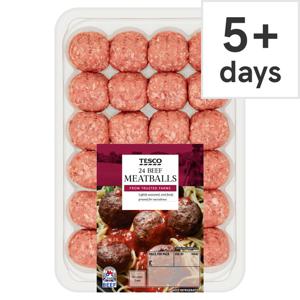 Tesco 24 Beef Meatballs 672G