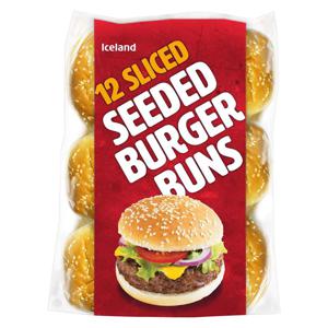 Iceland 12 Sliced Seeded Burger Buns