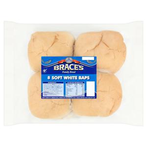 Brace's Family Bread 8 Soft White Baps