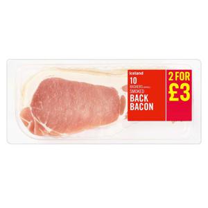 Iceland 10 Rashers (approx.) Smoked Back Bacon 300g