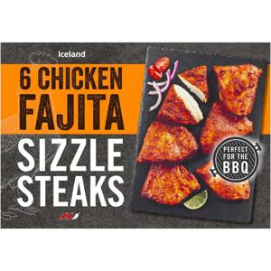 Iceland 6 Chicken Fajita Sizzle Steaks 420g