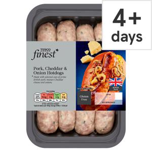 Tesco Finest Pork, Cheddar & Onion Hotdogs 400G