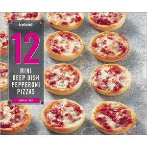 Iceland 12 Mini Deep Dish Pepperoni Pizzas 312g