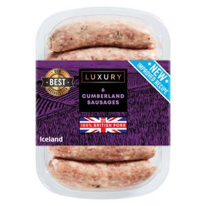 Iceland 6 Luxury 100% British Cumberland Sausages 340g