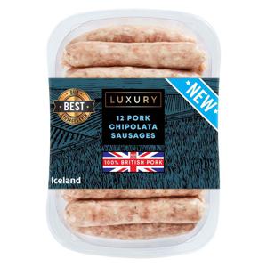 Iceland 12 Luxury 100% British Pork Chipolata Sausages 340g