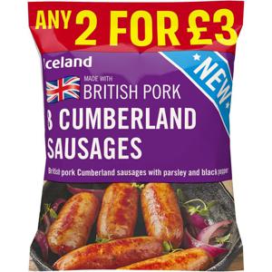 Iceland 8 British Pork Cumberland Sausages 360g