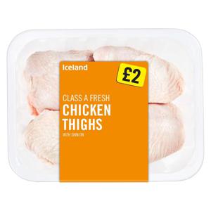 Iceland Class A Fresh British Chicken Thighs with Skin on 750g