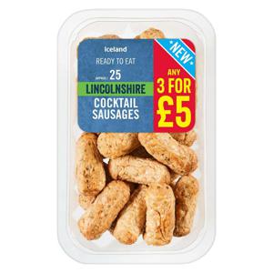 Iceland 25 (approx.) Lincolnshire Cocktail Sausages 250g