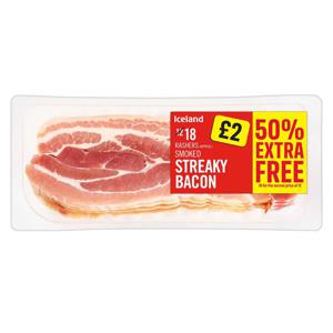 Iceland 18 Rashers (approx.) Smoked Streaky Bacon 300g