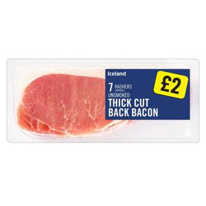 Iceland 7 Rashers (approx.) Unsmoked Thick Cut Back Bacon 300g