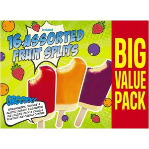 Iceland 16 Assorted Fruit Splits Lollies 864g