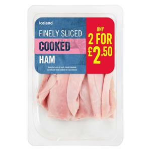 Iceland Finely Sliced Cooked Ham 100g