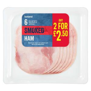 Iceland 6 Slices (approx.) Smoked Ham 100g