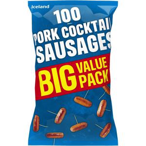 Iceland 100 (approx.) Pork Cocktail Sausages 1.4kg