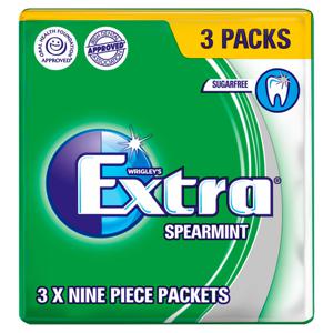 Extra Spearmint Chewing Gum Sugar Free Multipack 3 x 9 Pieces