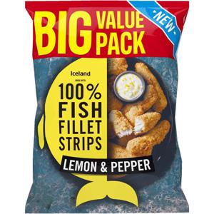 Iceland Made with 100% Fish Fillet Strips Lemon and Pepper 800g