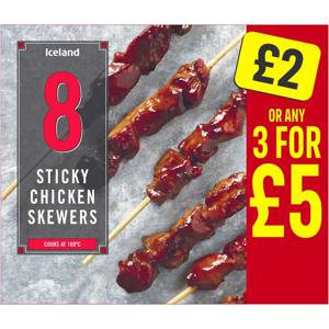 Iceland 8 Sticky Chicken Skewers 181g