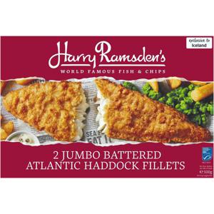 Harry Ramsden's 2 Jumbo Battered Atlantic Haddock Fillets 500g