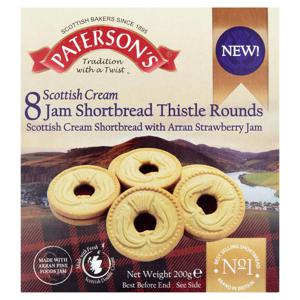 Paterson's 8 Scottish Cream Jam Shortbread Thistle Rounds 200g