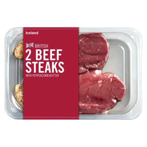 Iceland 2 Beef Steaks with Peppercorn Butter 300g