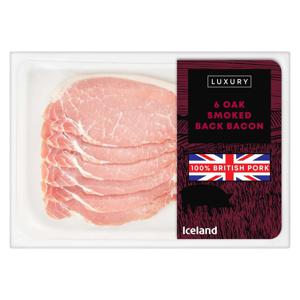 Iceland Luxury 6 Oak Smoked Back Bacon 180g