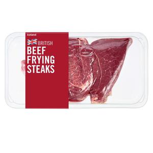 Iceland British Beef Frying  Steaks 500g