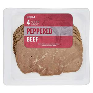 Iceland 4 Slices (approx.) Peppered Beef 100g