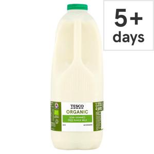 Tesco Organic Semi- Skimmed Milk 2.272L/4 Pints