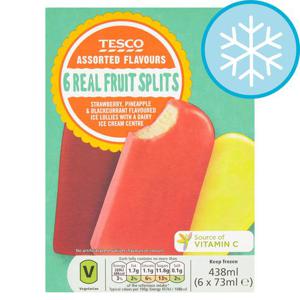 Tesco Real Fruit Splits 6 X 73Ml