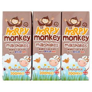 Happy Monkey Chocolate Milkshake 3X200ml