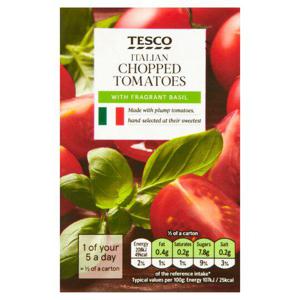 Tesco Chopped Tomatoes With Basil 390G