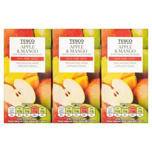 Tesco Tesco Apple & Mango Juice Fc 3 X 200Ml