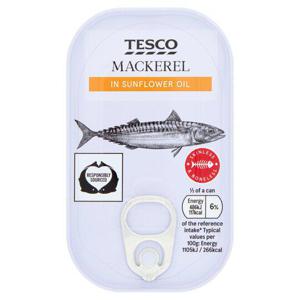 Tesco Mackerel Fillets Sunflower Oil 125G