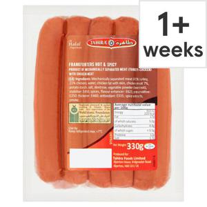 Tahira Poultry Frankfurters Hot & Spicy 330G