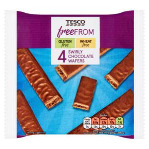 Tesco Free From Swirly Chocolate Wafers 108G (4X27g)