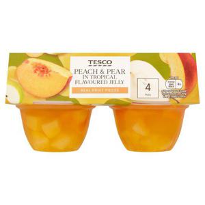 Tesco Tropical Flavour Jelly Peach&Pear Pieces 4X120g