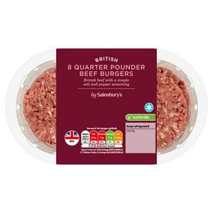 Sainsbury's Quarter Pounder Beef Burgers x8 908g