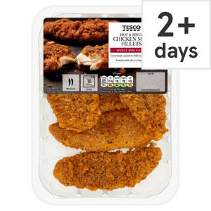 Tesco Hot & Spicy Breaded Chicken Mini Fillets 305G