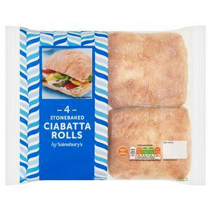 Sainsbury's Stonebaked Ciabatta Rolls x4