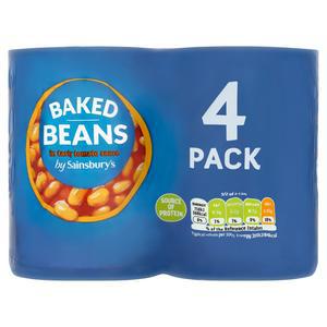 Sainsbury's Baked Beans In Tomato Sauce 4x400g