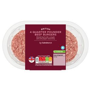 Sainsbury's Quarter Pounder Beef Burgers x4 454g